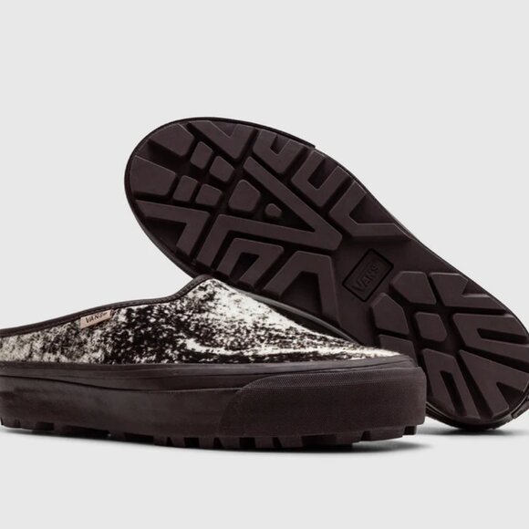 Vans Premium Pony Hair Mules Slides Chocolate Slip-On Shoes MENS SIZE 10 NEW - Picture 2 of 13